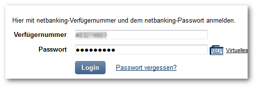 Authentifizierung mit Login und Passwort beim Online-Banking