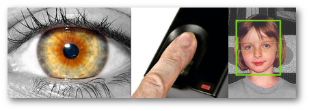 Auge, Fingerscanner und Gesicht